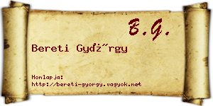 Bereti György névjegykártya